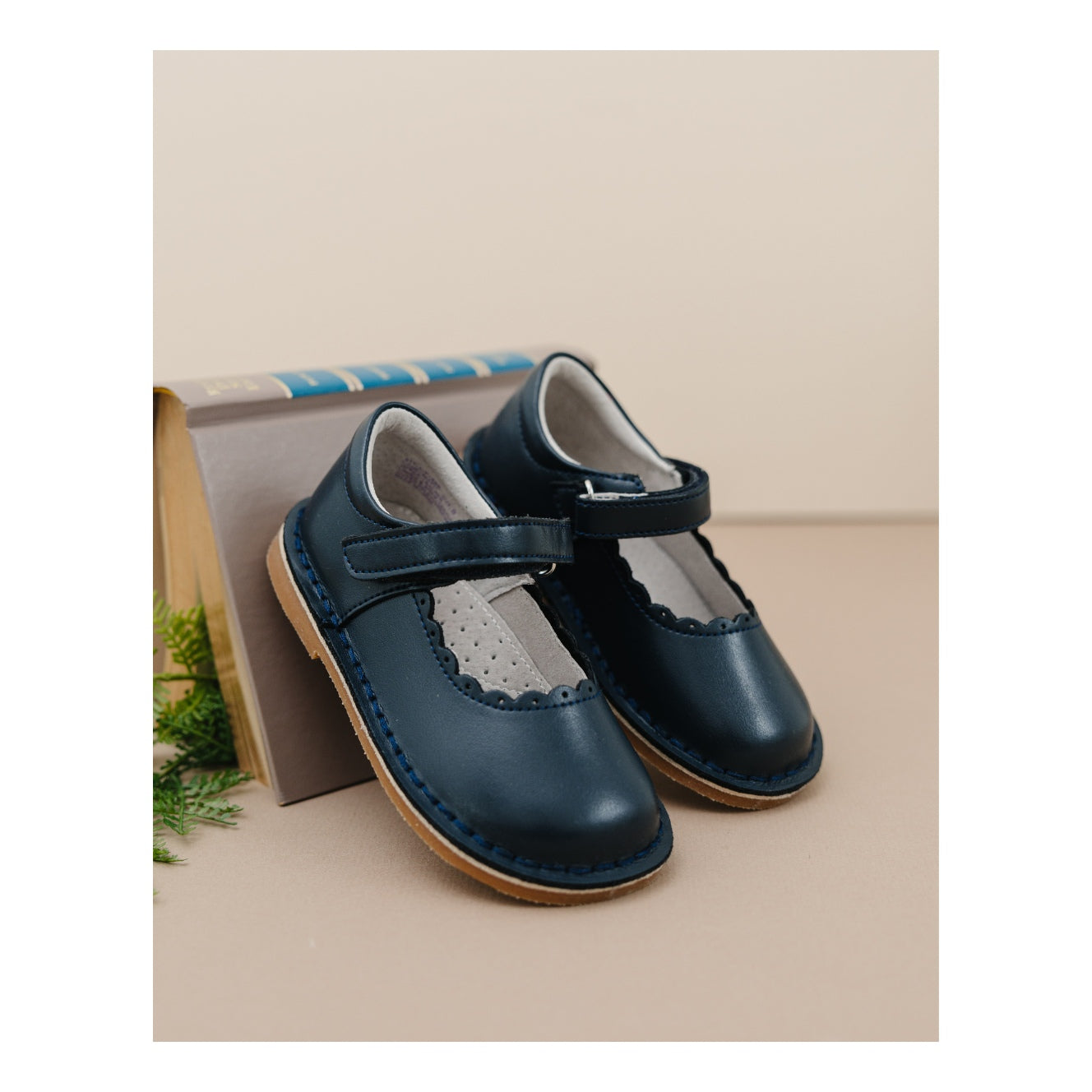 Caitlin Scalloped Mary Jane Toddler Girl's Navy Leather Mary Jane - Caitlin - L'Amour Shoes