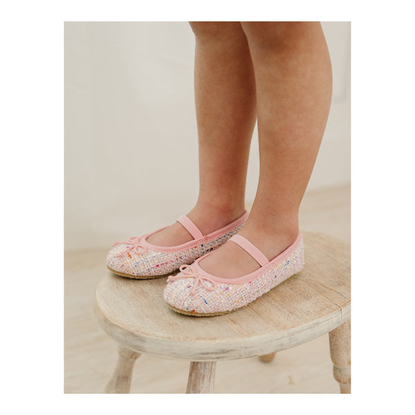 L'Amour Girls Sabrina Tweed Bow Flat – L'Amour Shoes