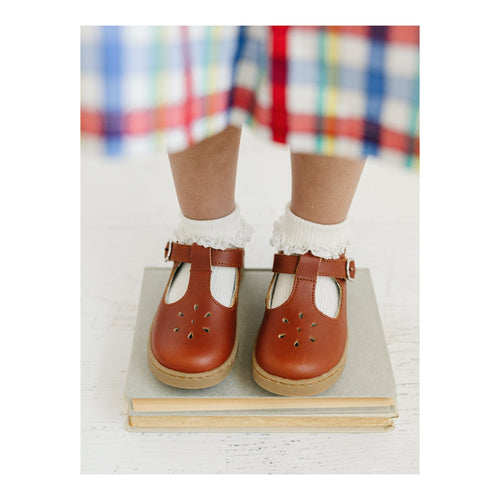 Toddler Girl's Cognac brown mary jane - Chelsea T-Strap Sneaker - L'Amour shoes
