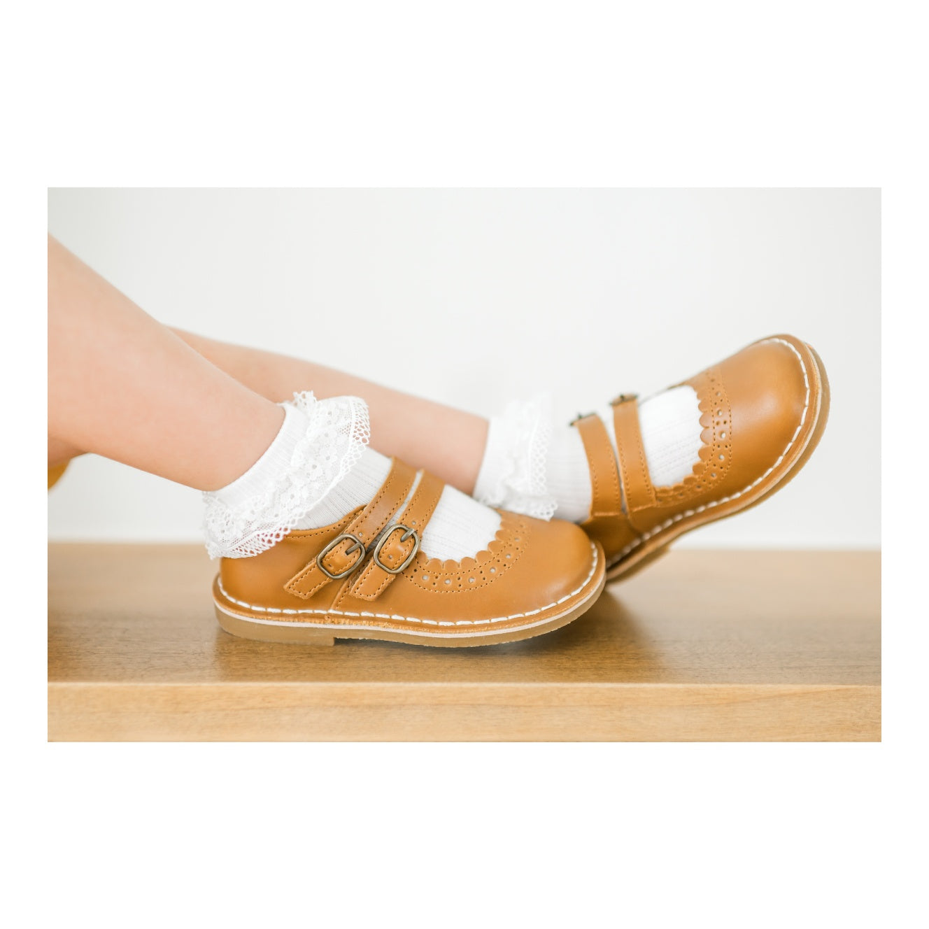 Tatiana Double Strap Mary Jane Toddler Girl's Camel Leather Dress Shoe - Tatiana Double Strap Mary Jane Shoe - L'Amour Shoes