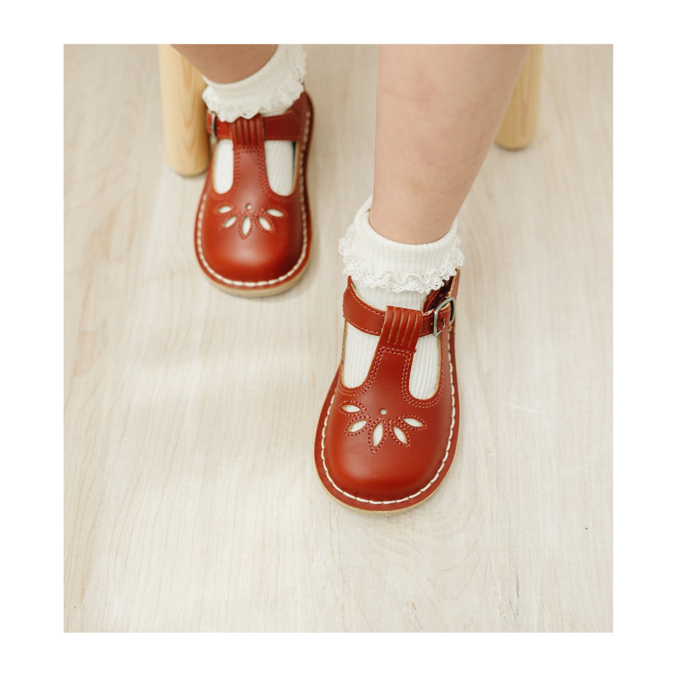 Sienna Vintage Inspired Appleseed Mary Jane Toddler Girl's Vintage Mary Jane School - Sienna Brick T-Strap - L'Amour Shoes