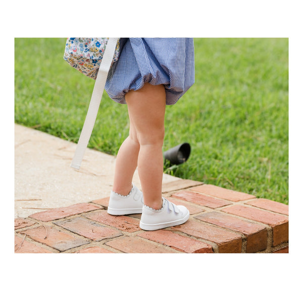 Toddler Girl's White Double Strap Tennis Sneaker - Caroline - L'Amour Shoes