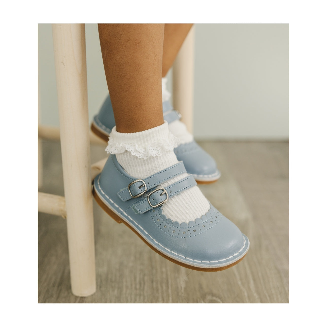 Tatiana Double Strap Mary Jane Tatiana Toddler Girl's Spring Blue Double Velcro Strap Mary Jane - L'Amour Shoes
