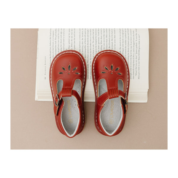 Toddler Girl's Vintage Mary Jane School - Sienna Brick T-Strap - L'Amour Shoes