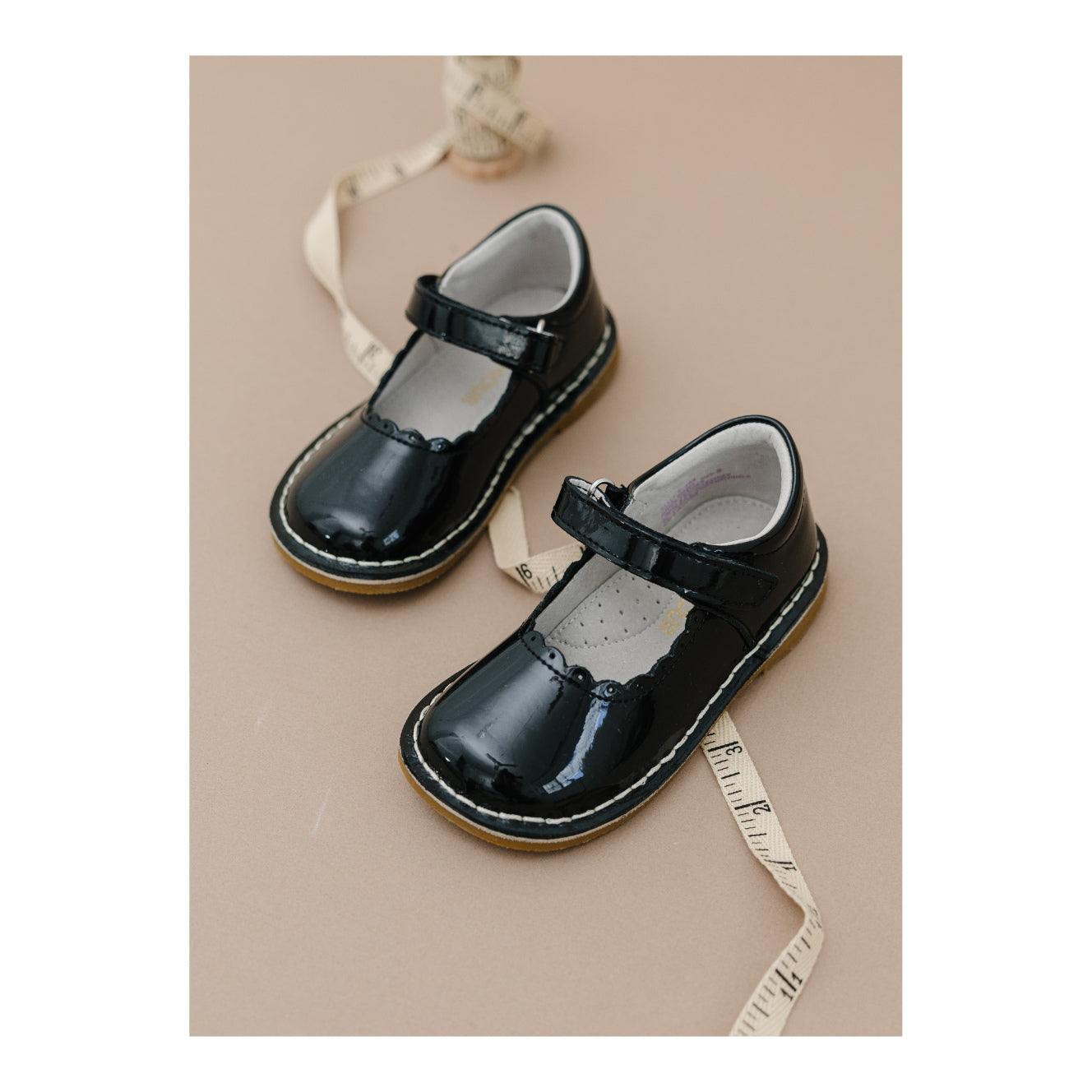 Caitlin Scalloped Patent Mary Jane Toddler Girl's Patent Black Leather Mary Jane - Caitlin Scalloped Flat - L'Amour Shoes