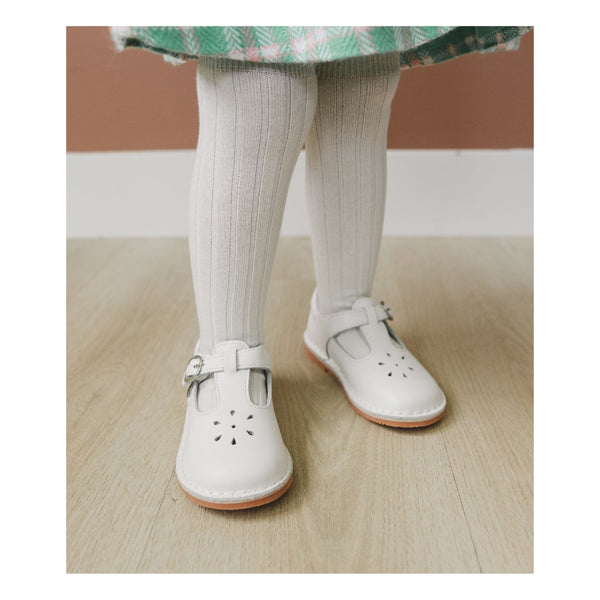 Toddler Girl's White Leather Dress Shoe - Back to School Shoes - Joy Mary Jane T-Strap - L'Amour Shoes