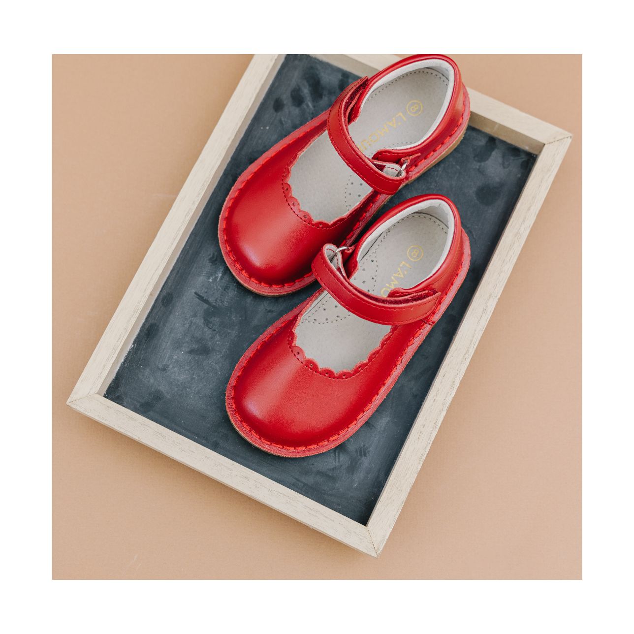 Caitlin Scalloped Mary Jane L'Amour Shoes Caitlin Red Scalloped Stitch Down Mary Jane - Lamourshoes.com