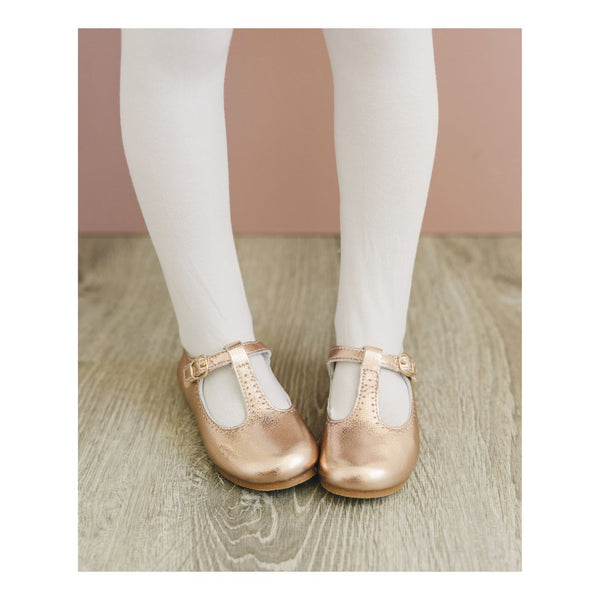 Toddler Girl's Holiday Rosegold T-Bar Flat - Eleanor - L'Amour Shoes