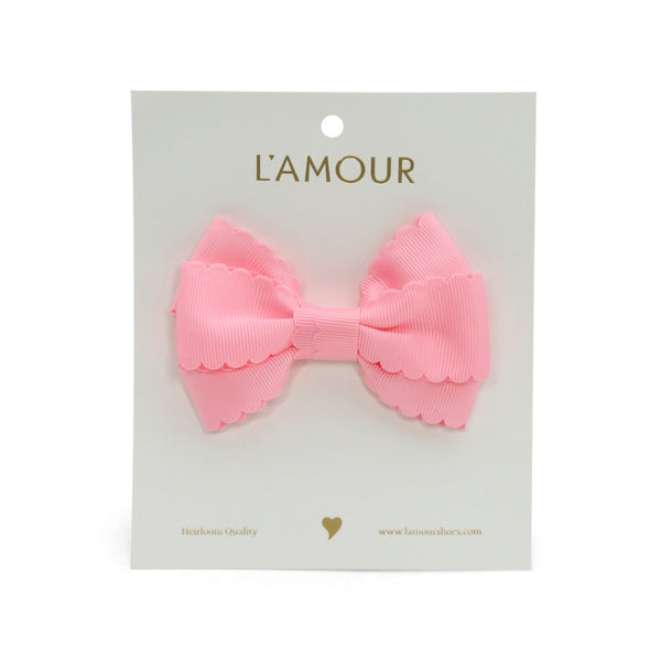 Grosgrain Scalloped Bow Hair Clip (Pink) – L'Amour Shoes