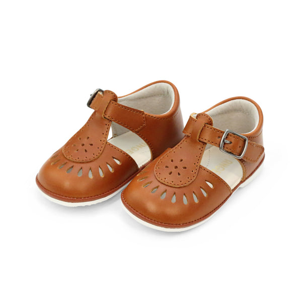 Cognac Angel Baby Girls Willa Caged Leather Sandal (Baby) - L'Amour Shoes