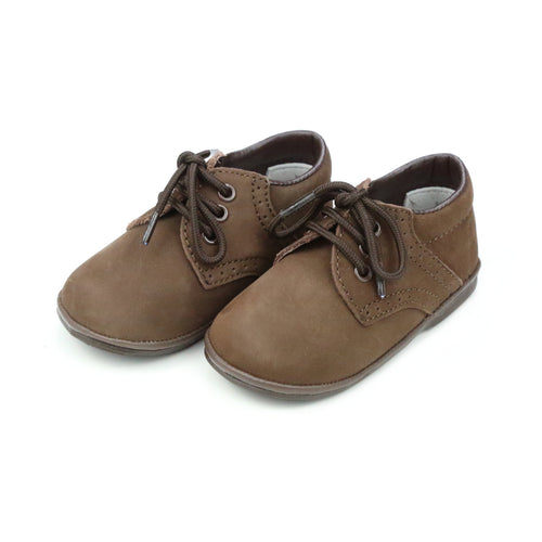James Nubuck Brown Leather Lace Up Shoe (Baby) - Angel Baby Shoes