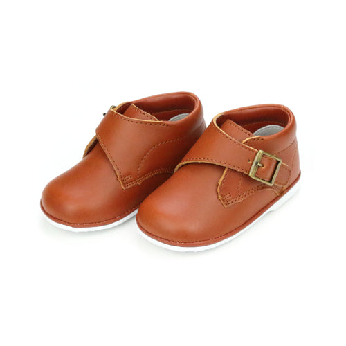 Baby Boy's Finch Cognac Velcro Boot With Buckle Accent - Angel Baby Shoes - www.lamourshoes.com