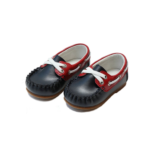Hudson Boy's Leather Boat Shoe (Baby) - Angel Baby Shoes / Lamourshoes.com