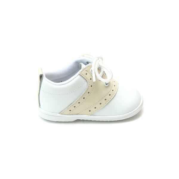 Angel Baby Boy's Austin Beige Leather Saddle Oxford Shoe (Baby