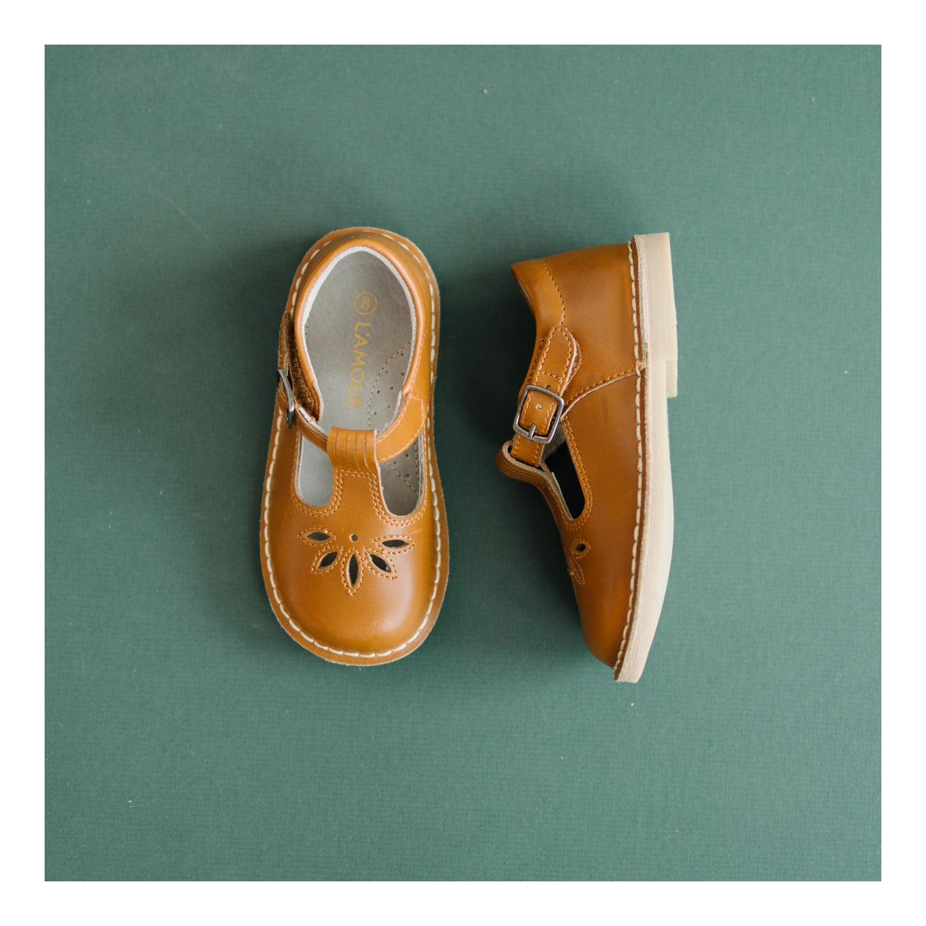 Sienna Vintage Inspired Appleseed Mary Jane Toddler Girl's Vintage Mary Jane School - Sienna Camel T-Strap - L'Amour Shoes