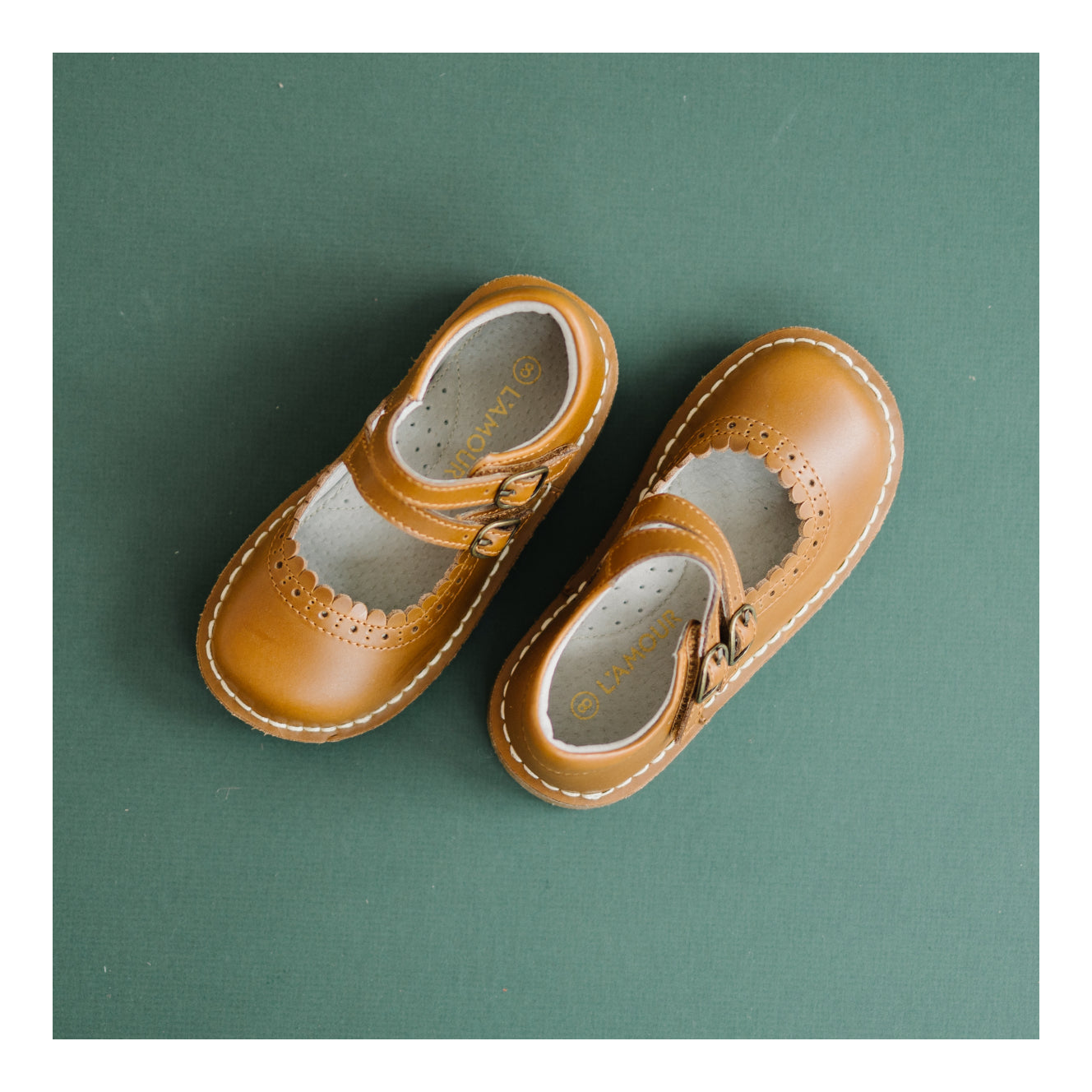 Tatiana Double Strap Mary Jane Toddler Girl's Camel Leather Dress Shoe - Tatiana Double Strap Mary Jane - L'Amour Shoes