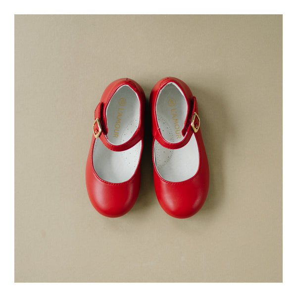 Rebecca Special Occasion Red Leather Flat - L'Amour Shoes