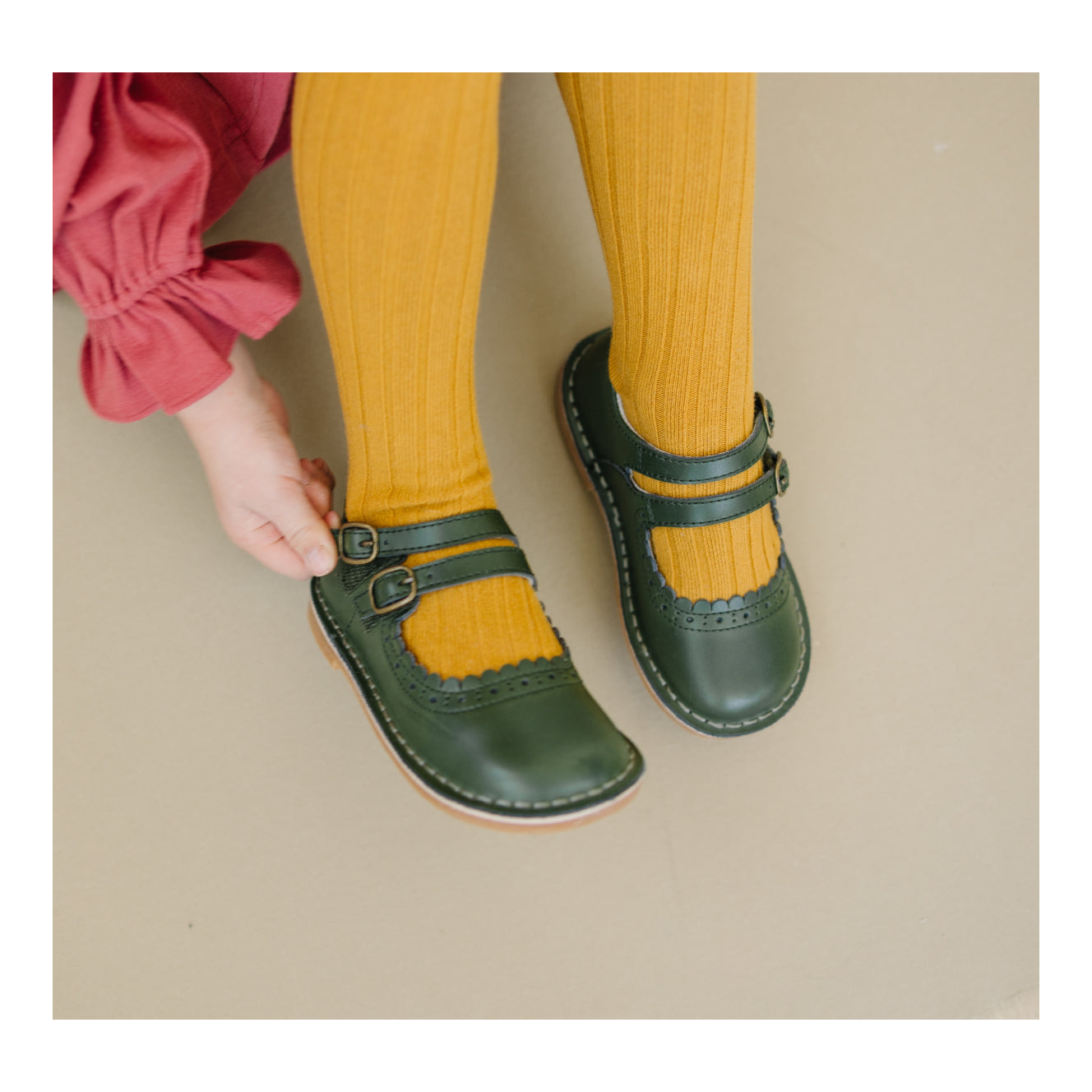 Tatiana Double Strap Mary Jane Toddler Girl's  Green Leather Dress Shoe - Tatiana Double Strap Mary Jane - L'Amour Shoes