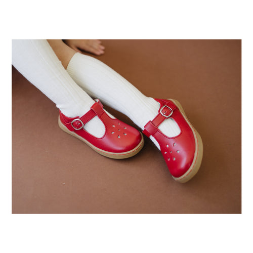 Toddler Girls' Red Back to School Shoe - Chelsea T-Strap Mary Jane - L'Amour Shoes