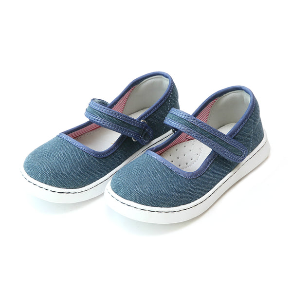 L'Amour Girls Jenna Chambray Blue Canvas Playground Mary Jane - Back to School Shoe - lamourshoes.com