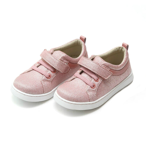 L'Amour Girls Natalie Metallic Pink Textile Playground Sneaker - Lamourshoes.com