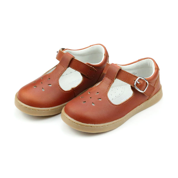 Toddler Girl's Cognac brown mary jane - Chelsea T-Strap Sneaker - L'Amour shoes