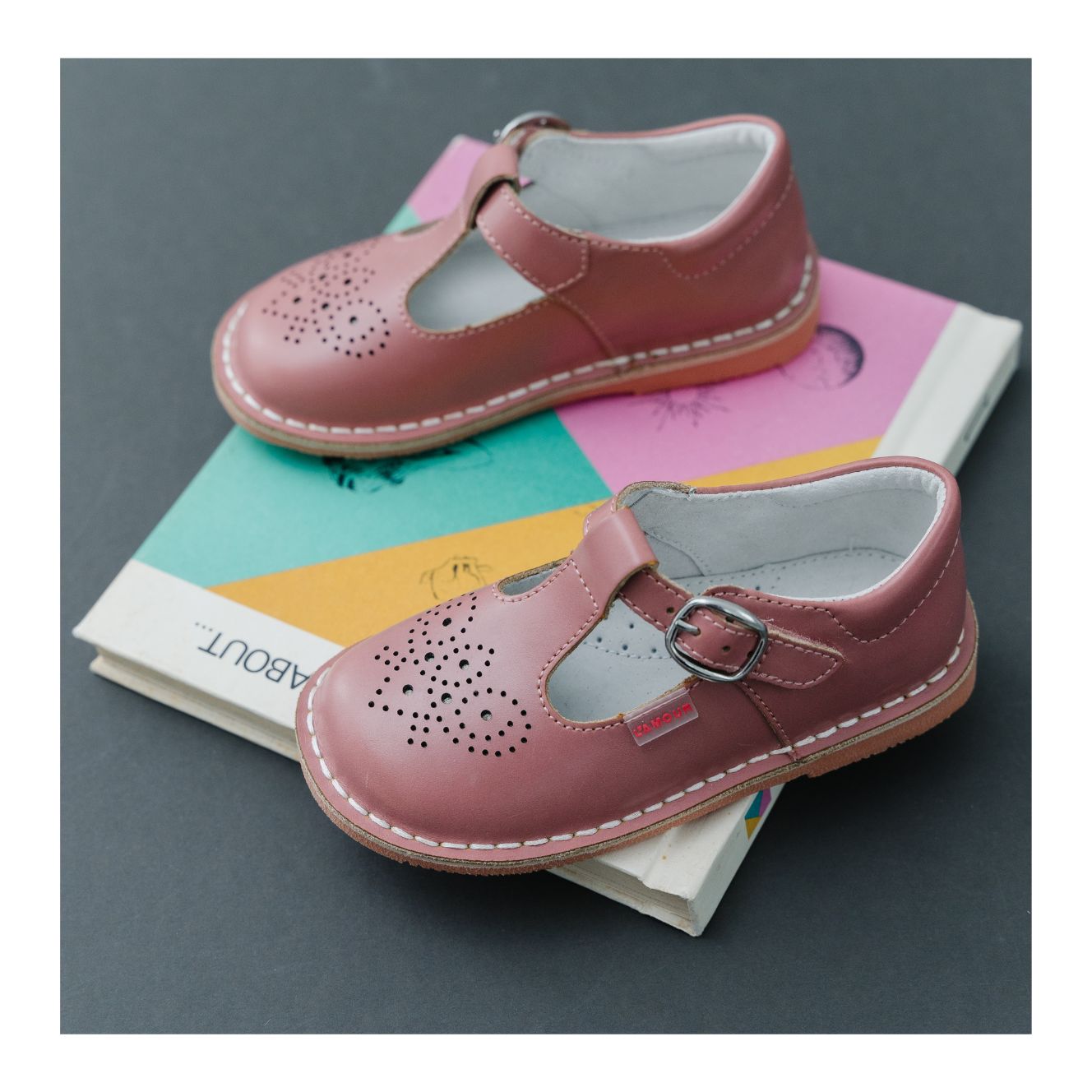 Ollie T-Strap Leather Mary Jane Vintage Rose