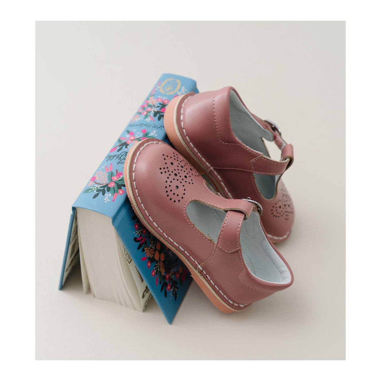 Ollie T-Strap Leather Mary Jane Vintage Rose