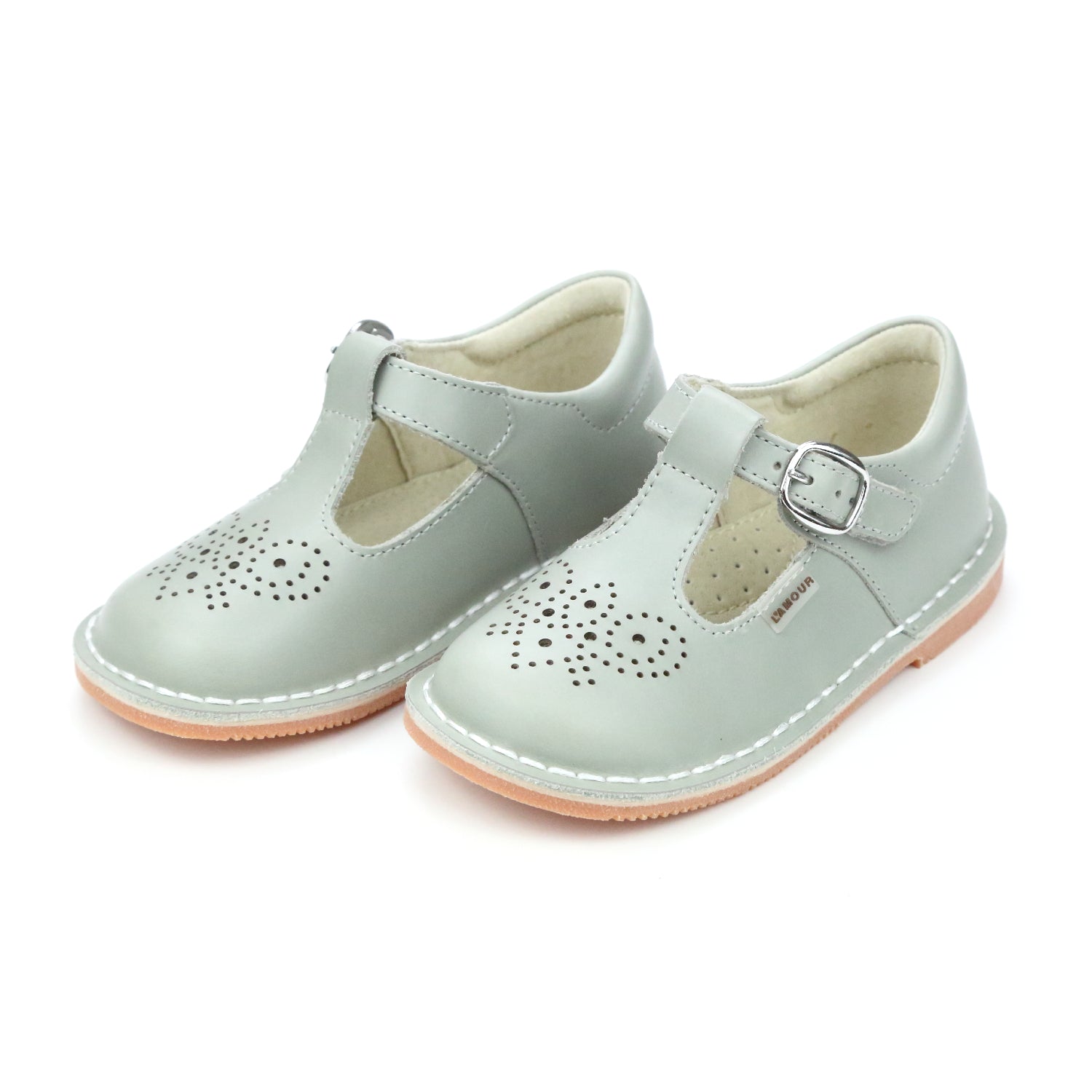 Ollie T-Strap Leather Mary Jane Toddler Girl's  Sage Mary Jane - L'Amour Shoes