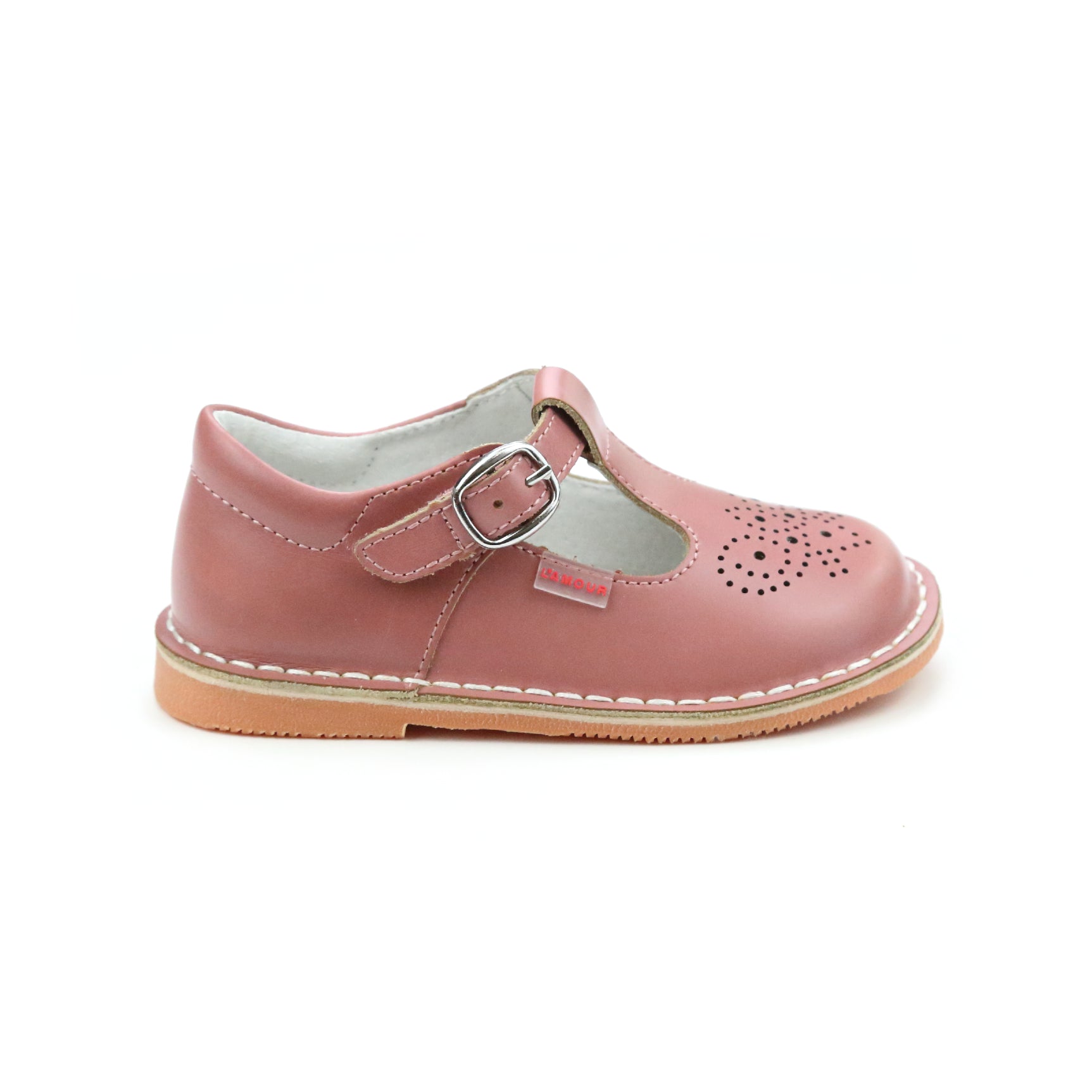 Ollie T-Strap Leather Mary Jane Vintage Rose