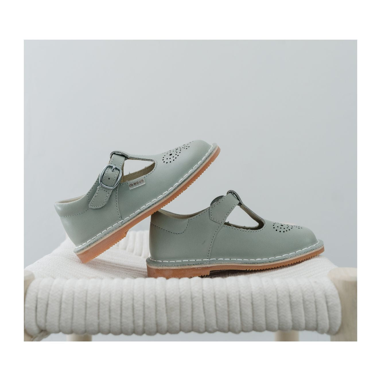 Ollie T-Strap Leather Mary Jane Toddler Girl's Sage Mary Jane - L'Amour Shoes