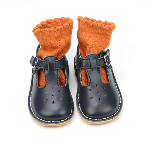 L'Amour Girls Socks - Crochet Knee High Socks in Spicy Orange