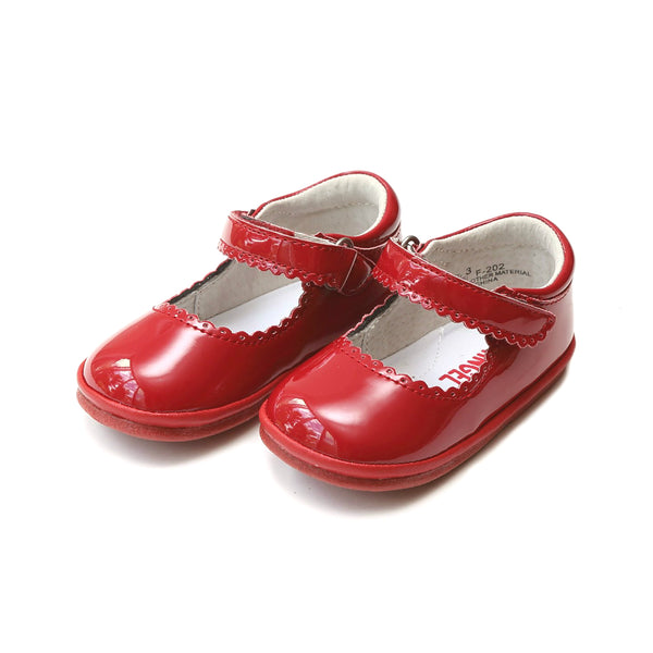 Cara Patent Red Scalloped Mary Jane (Baby) - Angel Baby Shoes