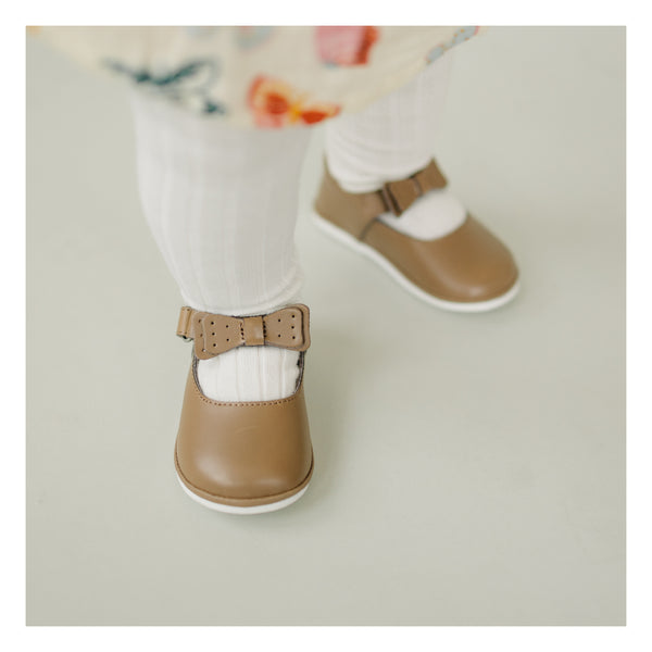 Baby Girl Green Ava Bow Strap First Walker Mary Jane - L'Amour Shoes - Angel Baby Shoes