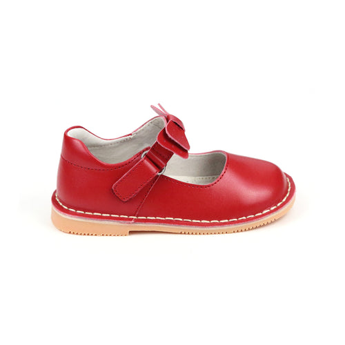 Toddler Girls' Red Iris Bow Strap Mary Jane Flat - L'Amour Shoes