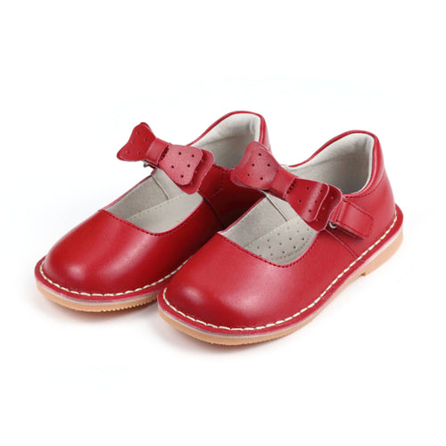 Toddler Girl's Red  Bow Strap Iris Mary Jane Flat - L'Amour Shoes