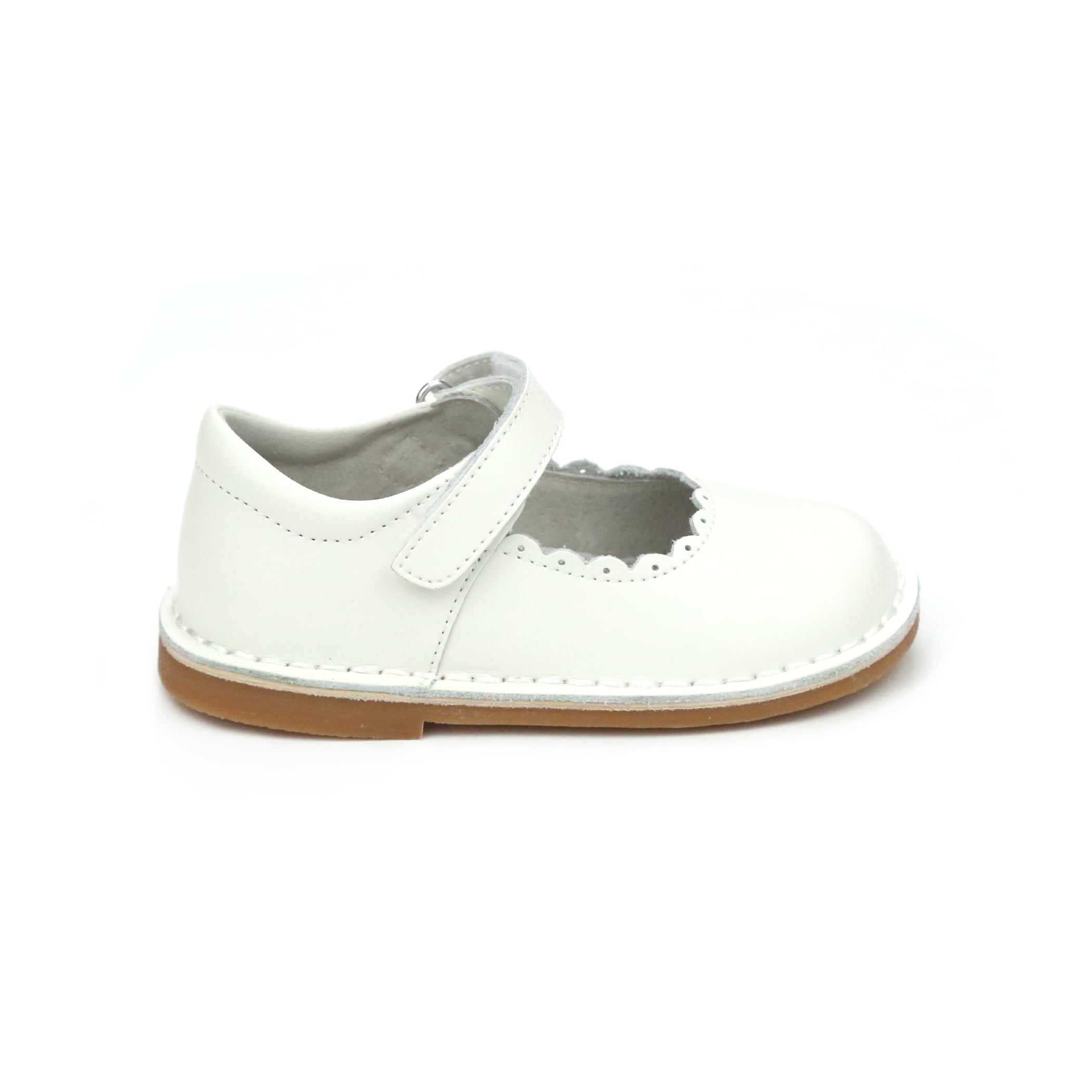 Caitlin Scalloped Mary Jane Girl's Off White Mary Jane Toddler - Caitlin - L'amour Shoes
