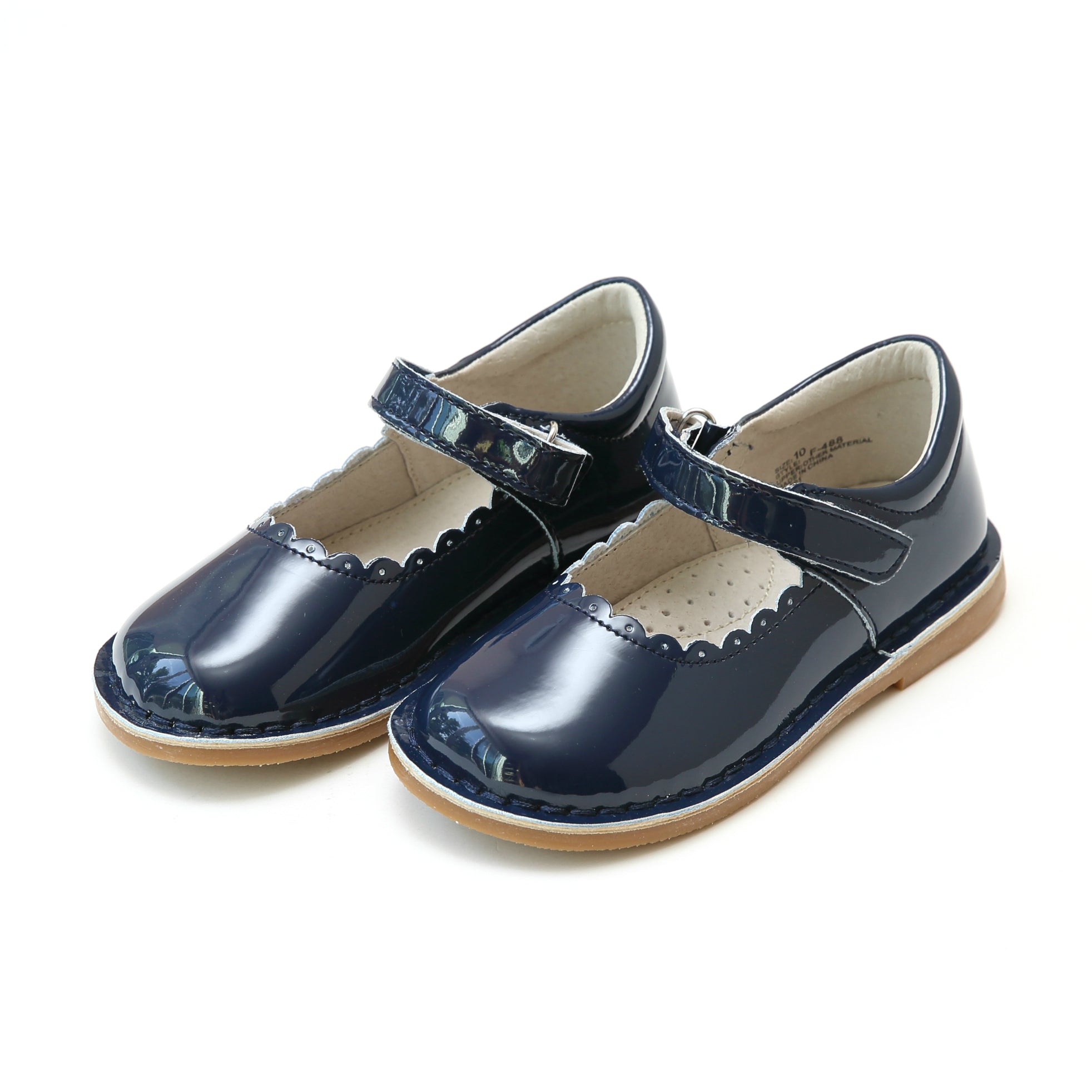 Caitlin Scalloped Mary Jane L'Amour Shoes Caitlin Patent Navy Scalloped Stitch Down Mary Jane - Lamourshoes.com