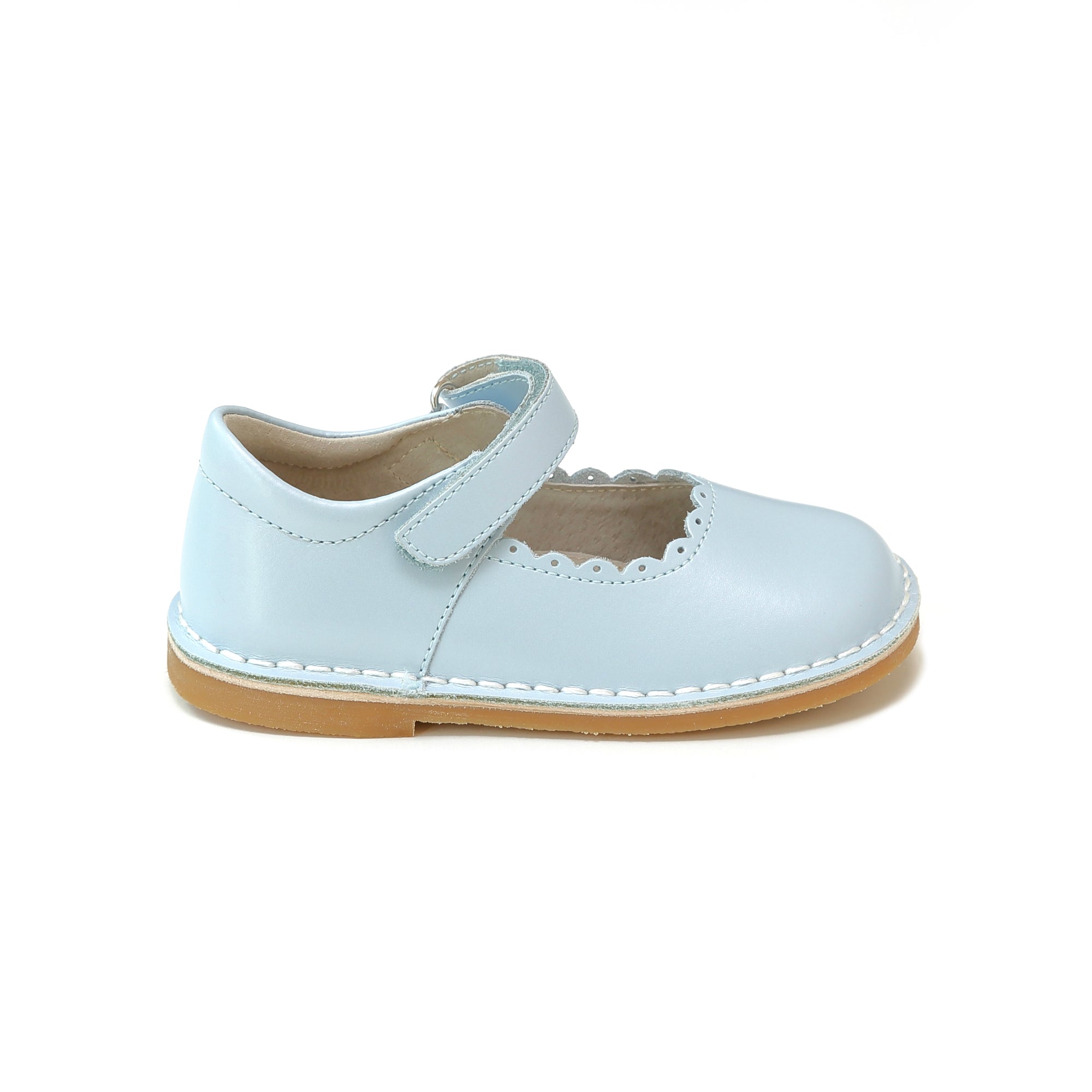 Caitlin Scalloped Mary Jane L'Amour Shoes Caitlin Pearl Blue Scalloped Stitch Down Mary Jane - Lamourshoes.com
