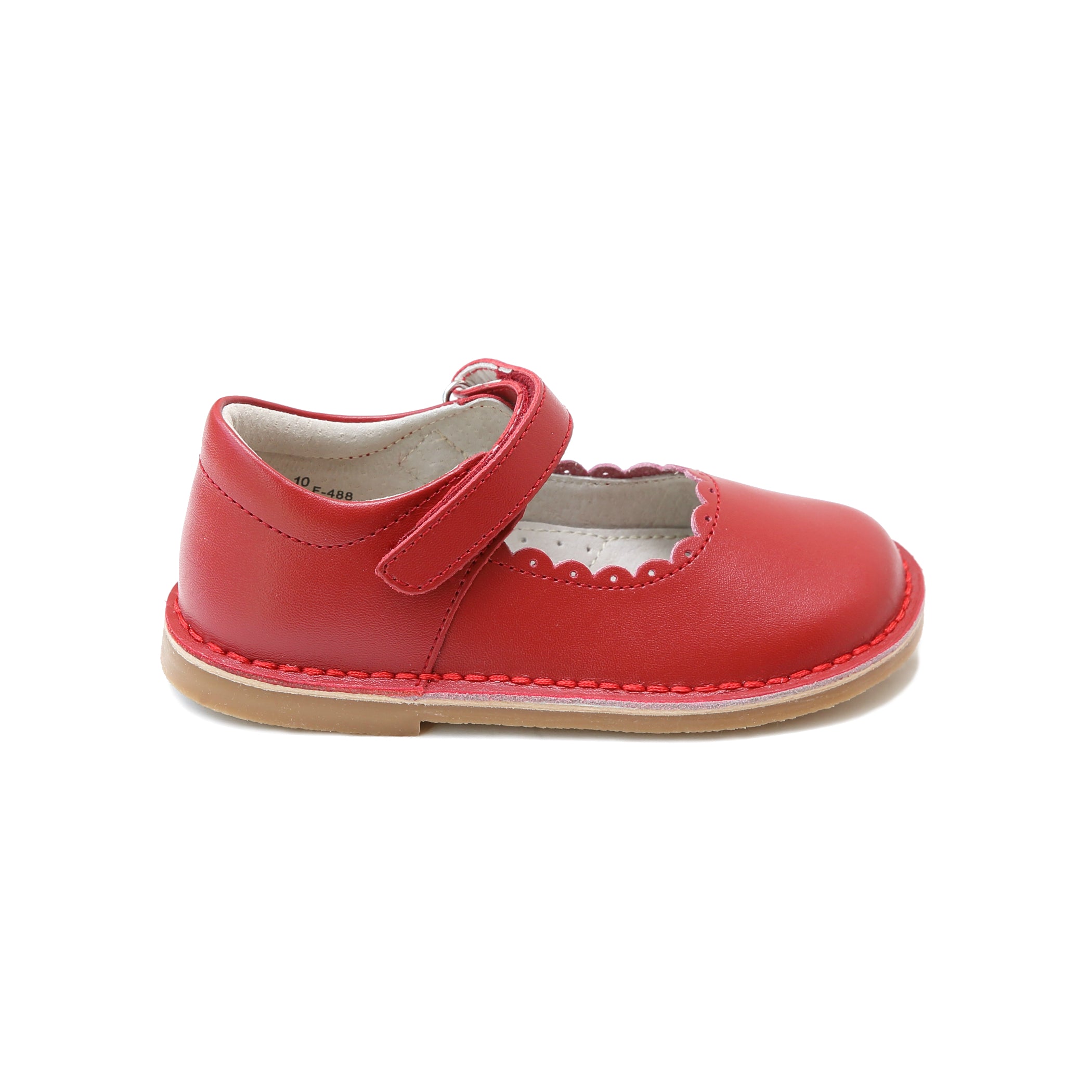 Caitlin Scalloped Mary Jane Toddler Girl's Red Mary Jane - Caitlin Mary Jane - L'Amour Shoes