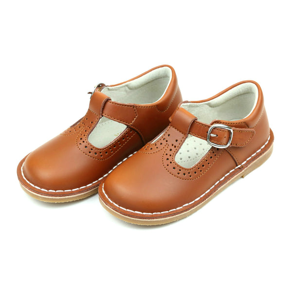 Toddler Girl's Cognac T-Strap School Shoe - Frances Mary Jane - L'Amour Shoes