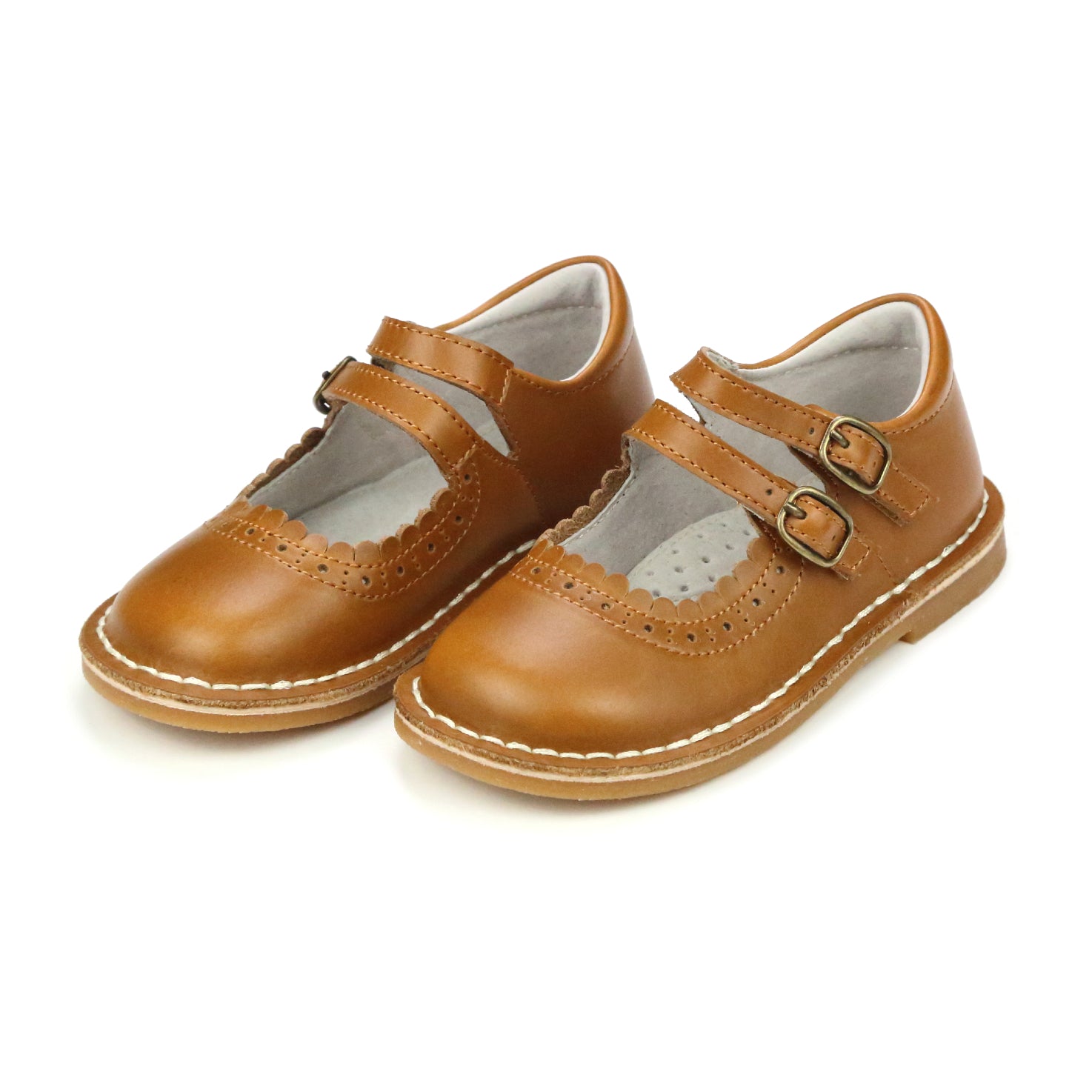 Tatiana Double Strap Mary Jane Toddler Girl's Camel Leather Dress Shoe - Tatiana Double Strap Mary Jane - L'Amour Shoes