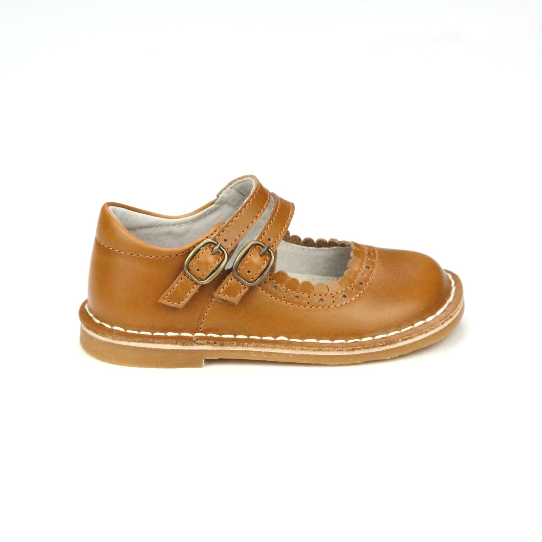 Tatiana Double Strap Mary Jane Toddler Girl's Camel Leather Dress Shoe - Tatiana Double Strap Mary Jane - L'Amour Shoes
