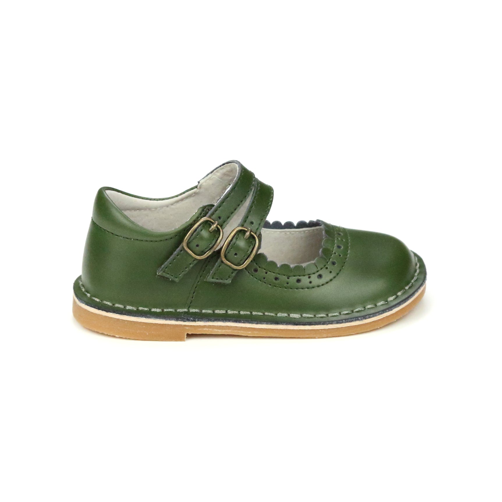 Tatiana Double Strap Mary Jane Toddler Girl's  Green Leather Dress Shoe - Tatiana Double Strap Mary Jane - L'Amour Shoes