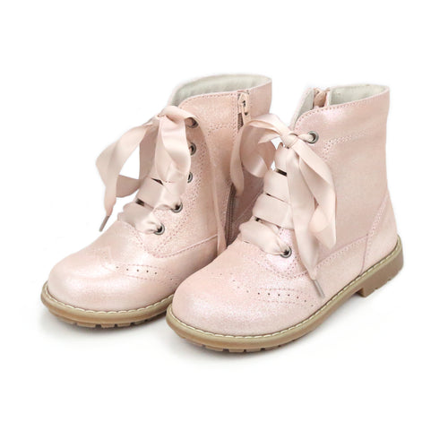Toddler Girl's Combat Boot - Stellina Blush Pink Boot - L'Amour Shoes