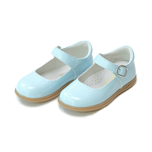 Chloe Classic Scalloped Patent Sky Blue Mary Jane - L'Amour Shoes