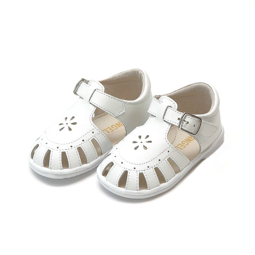 Shelby White Caged Sandal (Baby) - Angel Baby Shoes