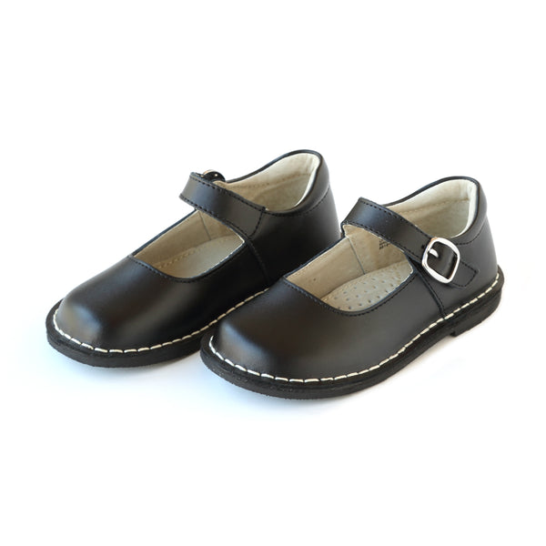 Grace Black Leather Stitch Down School Mary Jane - L'Amour Mary Jane