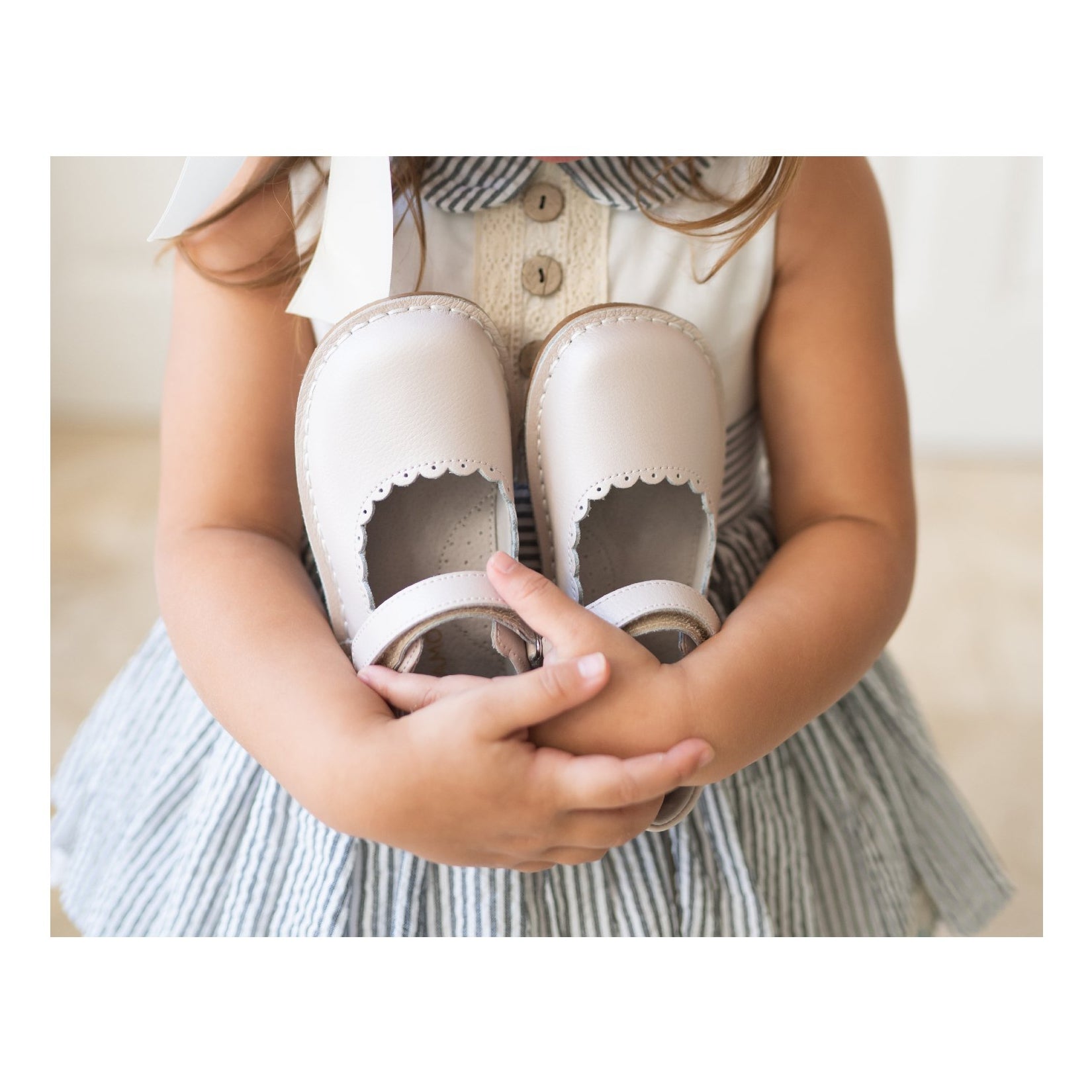 Caitlin Scalloped Mary Jane L'Amour Shoes Caitlin Almond Scalloped Stitch Down Mary Jane - Lamourshoes.com