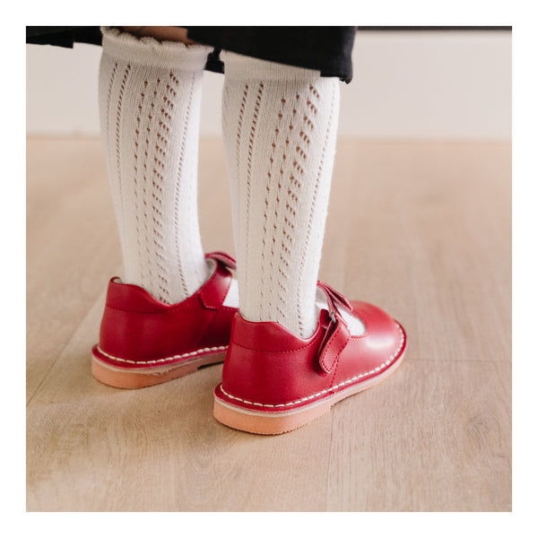 Toddler Girls' Red Iris Bow Strap Mary Jane Flat - L'Amour Shoes